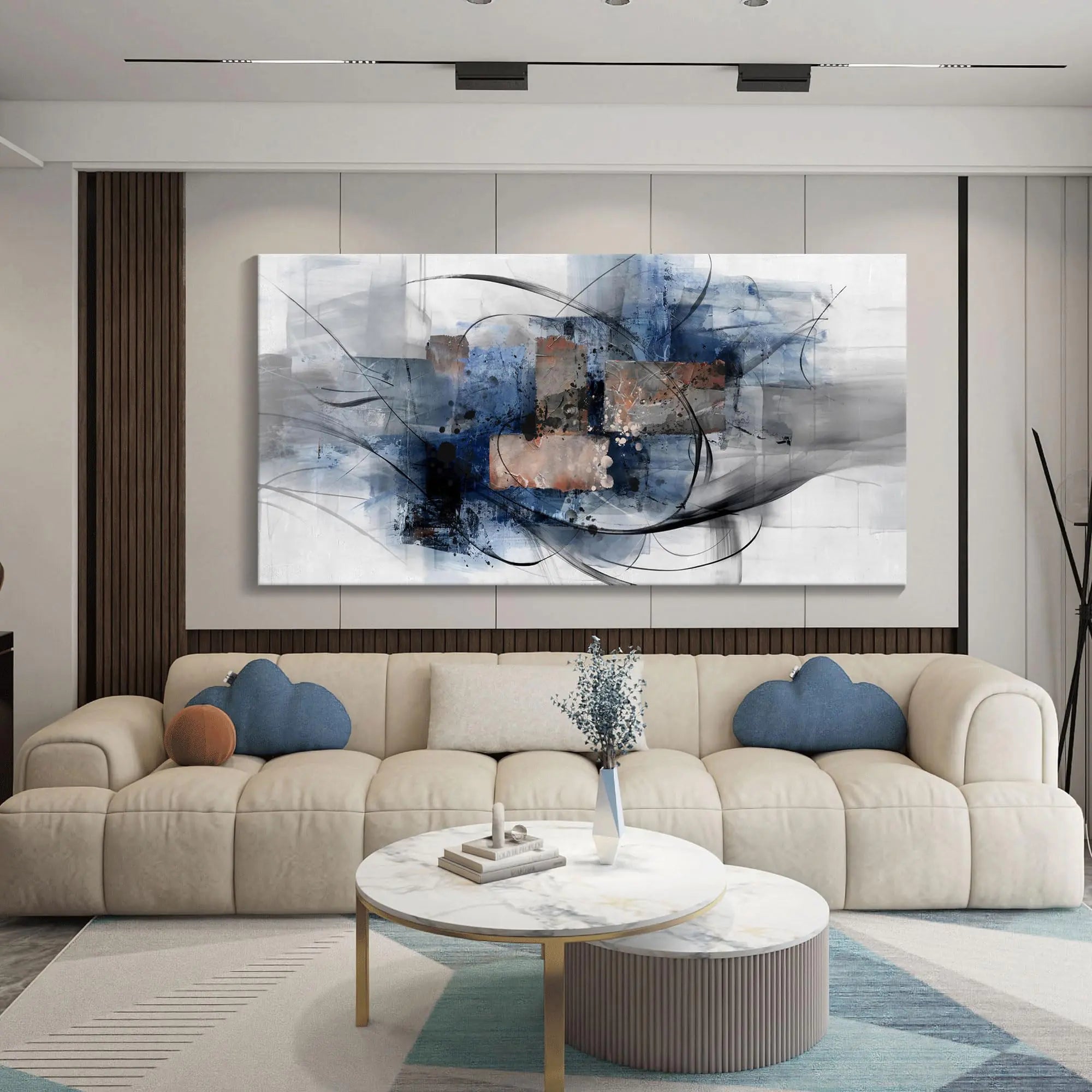 Mofutinpo Large Abstract Canvas Art - 24x48 Modern Home Decor