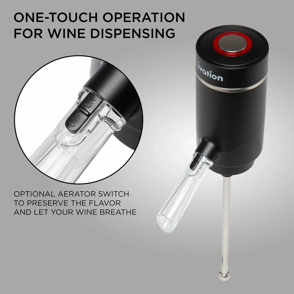 Electric Wine Aerator and Dispenser Automatic Wine Pourer with Touch Button Control, Wine Opener for Beginner Enthusiast - Spout Pourer - Wine Preserver,Black