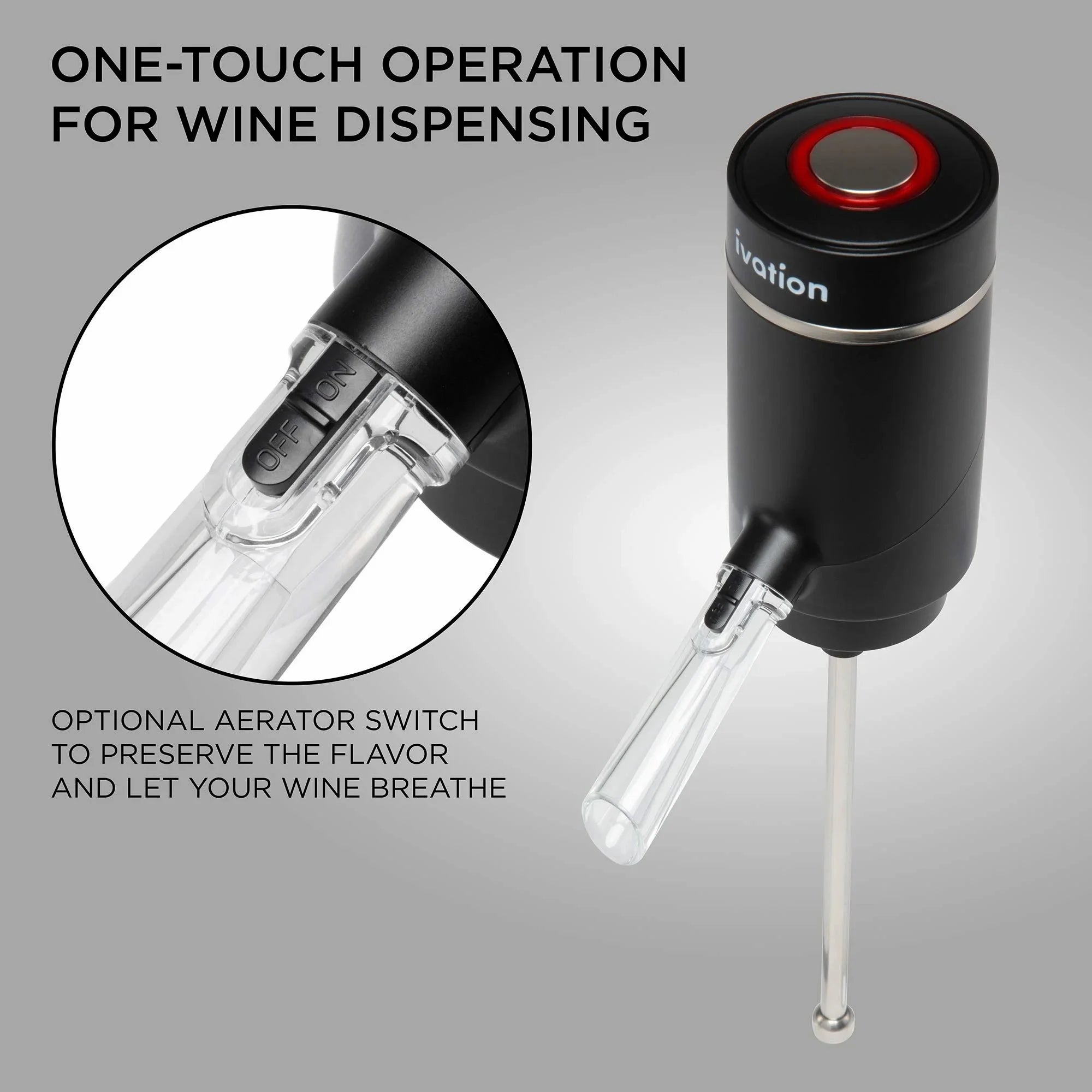 Electric Wine Aerator and Dispenser Automatic Wine Pourer with Touch Button Control, Wine Opener for Beginner Enthusiast - Spout Pourer - Wine Preserver,Black