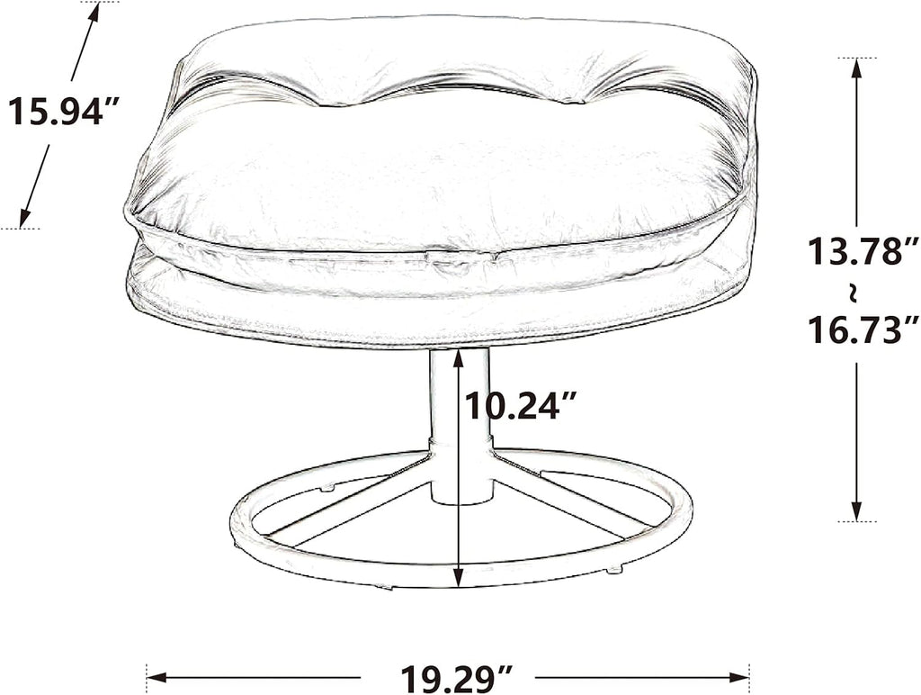 Velvet Cozy Chaise Lounge Indoor, Oversized Swivel Reading Chair with Footrest, Accent Chair with Ottoman Set for Living Room, Bedroom, Reading Room, Home Office, Metal Base Frame (Grey)