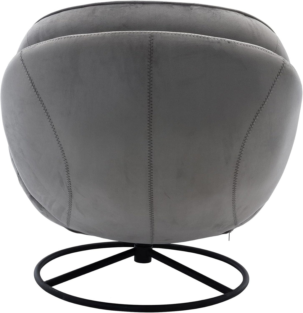 Velvet Cozy Chaise Lounge Indoor, Oversized Swivel Reading Chair with Footrest, Accent Chair with Ottoman Set for Living Room, Bedroom, Reading Room, Home Office, Metal Base Frame (Grey)