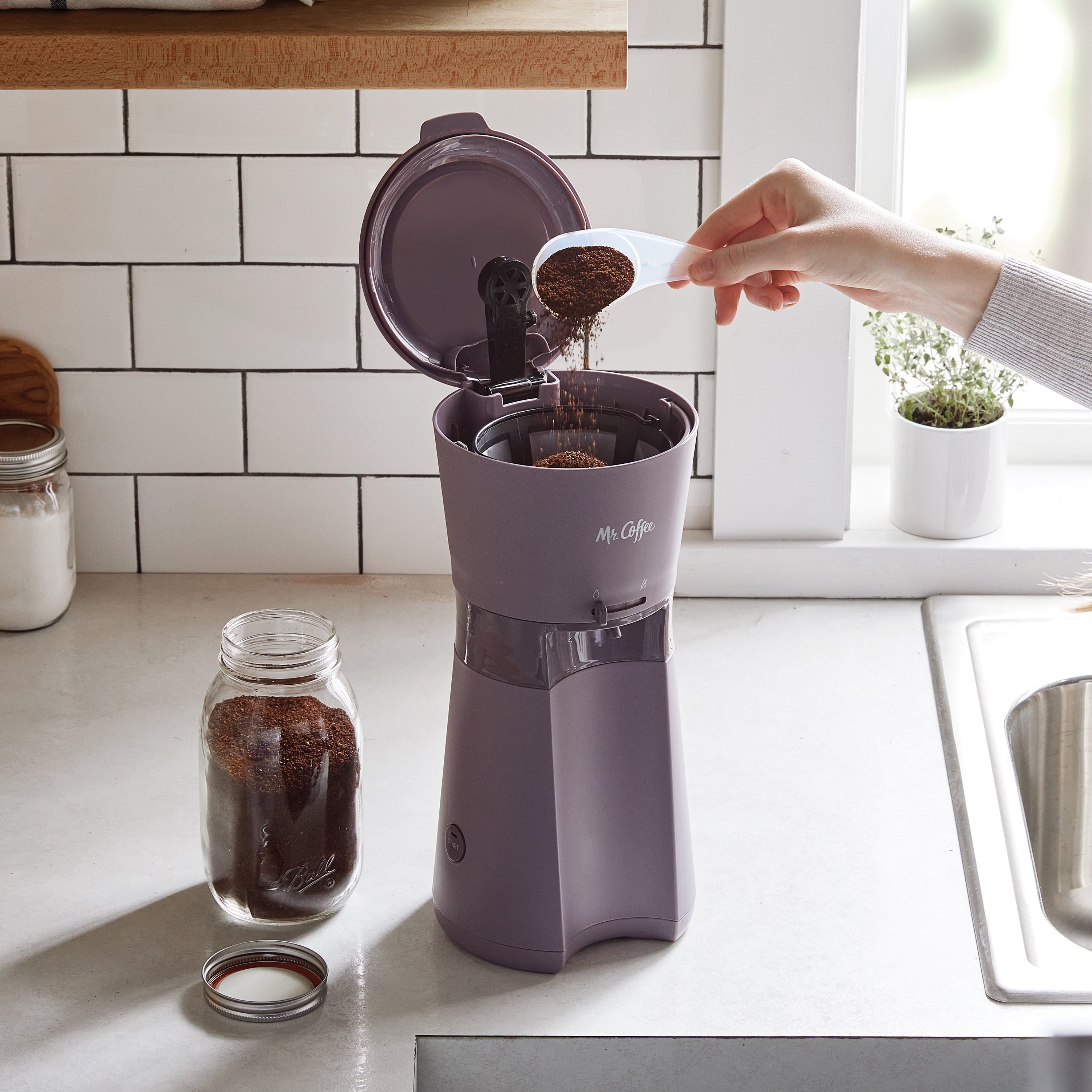 Iced Coffee Maker with Reusable Tumbler and Coffee Filter, Lavender