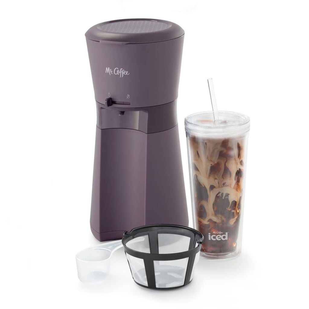Iced Coffee Maker with Reusable Tumbler and Coffee Filter, Lavender