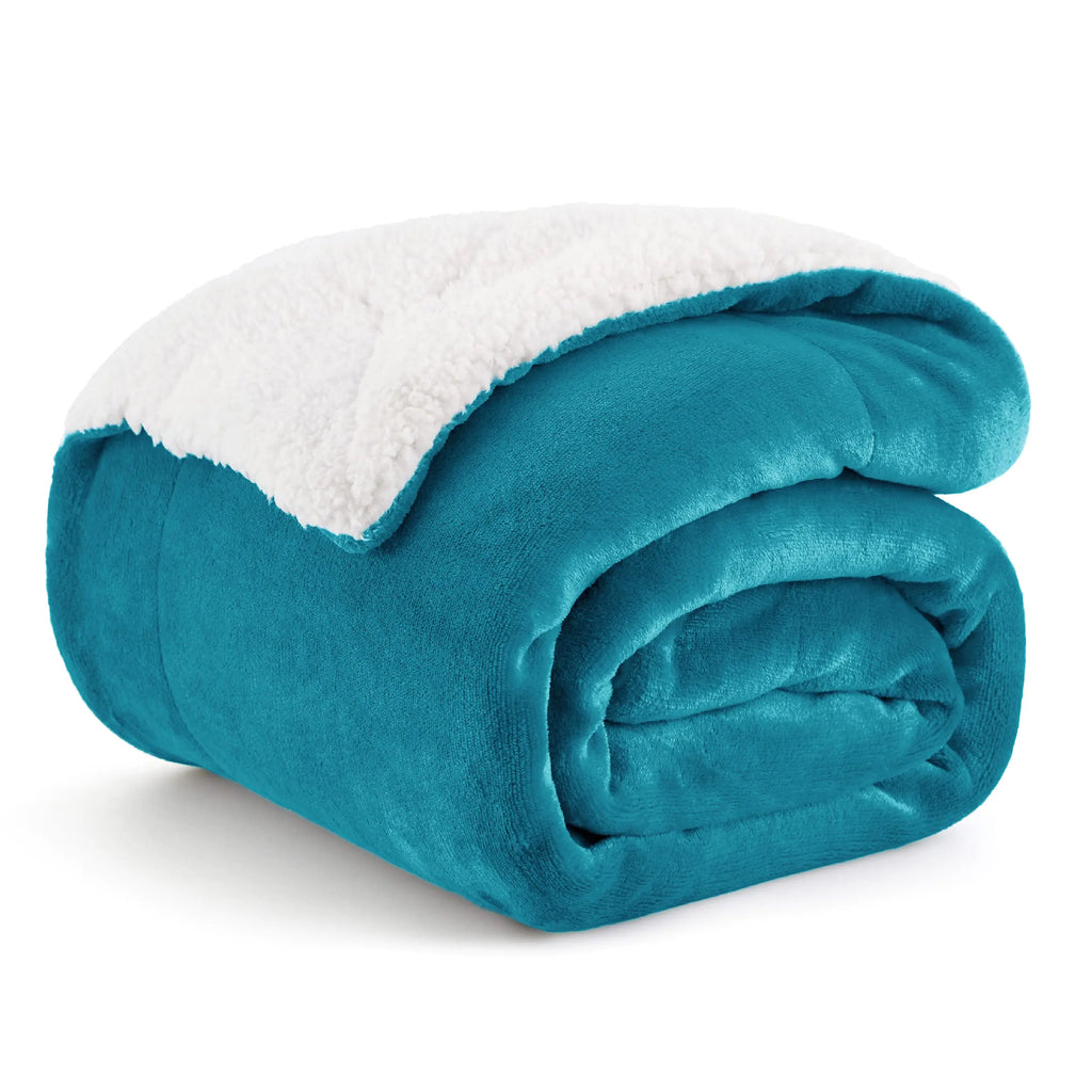 Bedsure Twin Sherpa Fleece Comfort Throw - Teal 60x80
